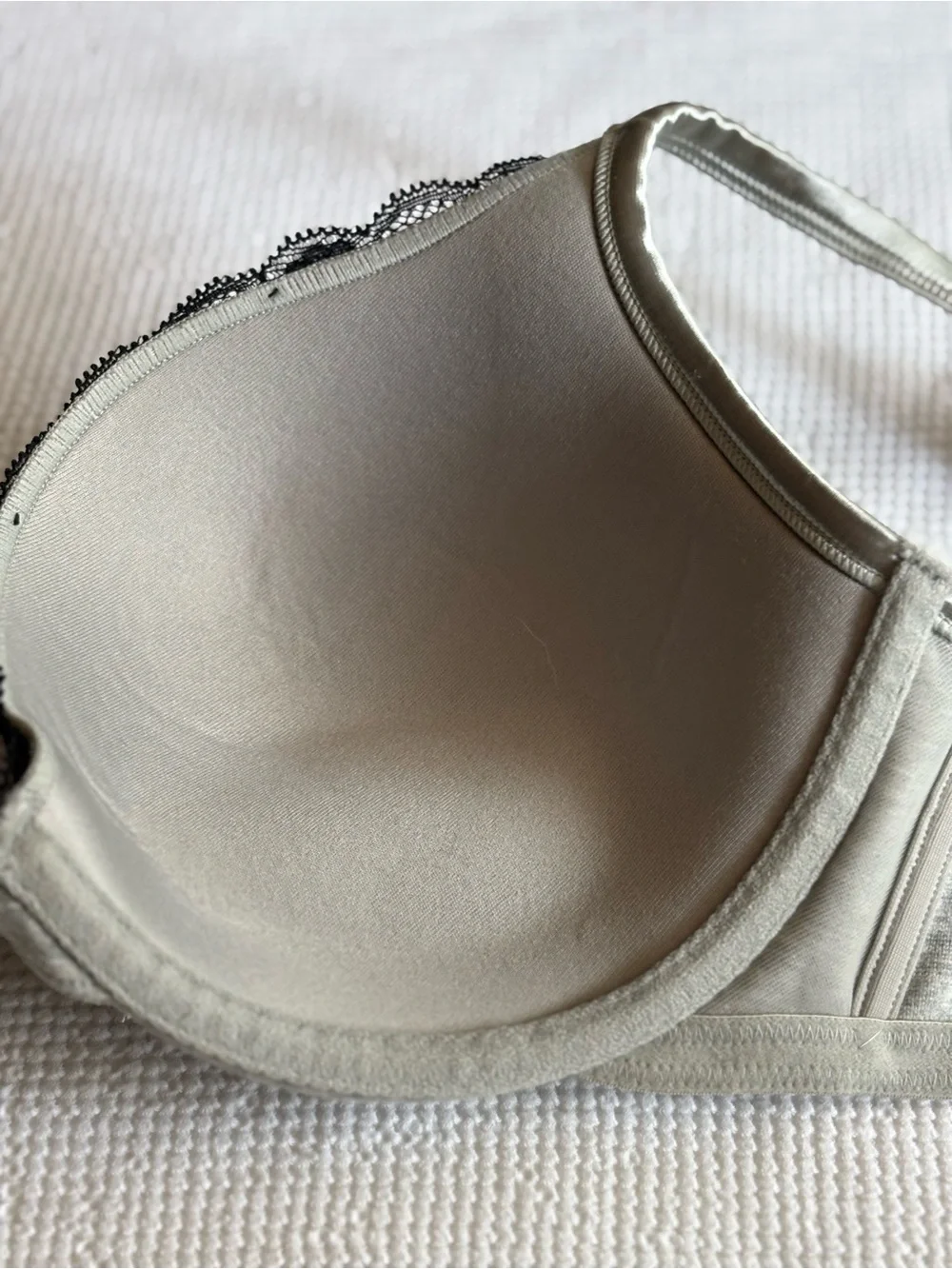 Cacique Gray Bra with Black Lace Trim
